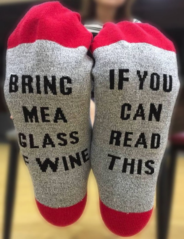 Bring Me A Glass Of Wine Message Socks